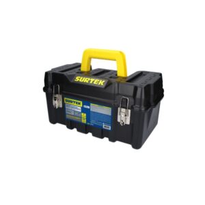 Caja portaherramientas plástica con broches metálicos color negro 17" x 9" x 8" Surtek