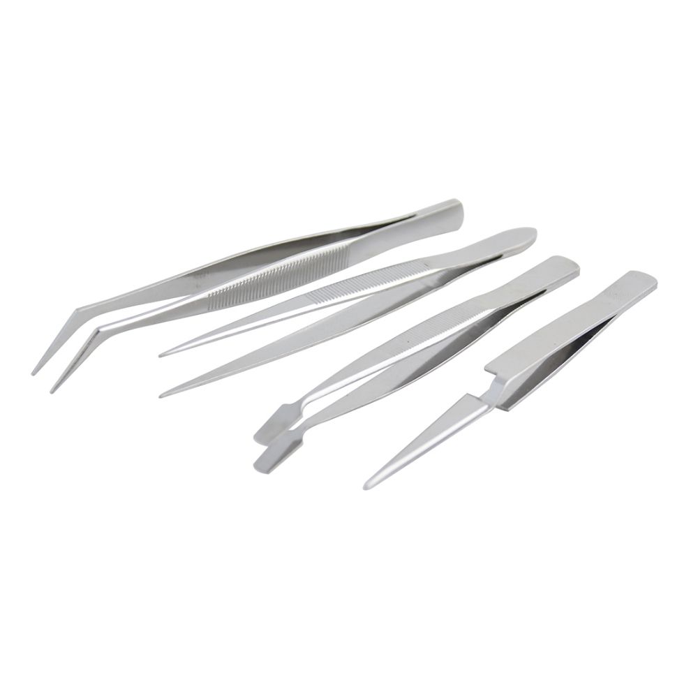Juego de pinzas de presición tipo tweezer, 4 piezas Surtek