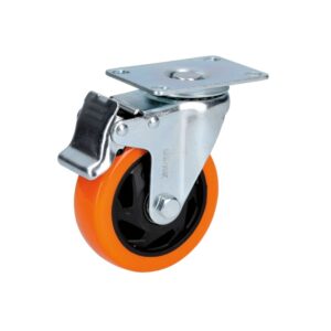 Rodaja de PVC naranja giratoria con freno 4" Surtek