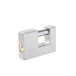 Candado de acero para cortina metálica 80 mm, cromo satinado, llave estándar Lock