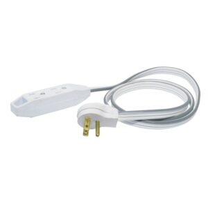 Extensión eléctrica plana aterrizada color blanco, 1 m Surtek