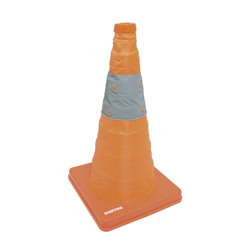 Cono de precaución plegable con banda reflejante, 45 cm Surtek