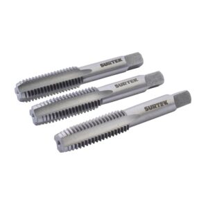 Juego de machuelos de acero al carbón 3/16"-24NS, 3 piezas Surtek
