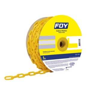 Cadena plástica calibre 8 mm de 25 m, color amarillo Foy