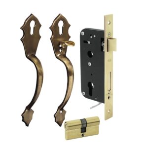 Conjunto Classic función doble, latón antiguo, llave de puntos Lock