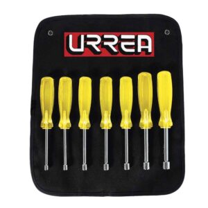 Juego de destornilladores con mango ámbar, de caja métricos, 7 piezas en estuche Urrea
