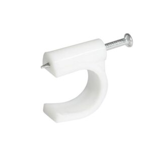Grapa para cable coaxial 12 mm, color blanco, 20 piezas Surtek