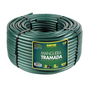 Manguera para jardín tramada verde en rollo 5/8", 100 m Surtek