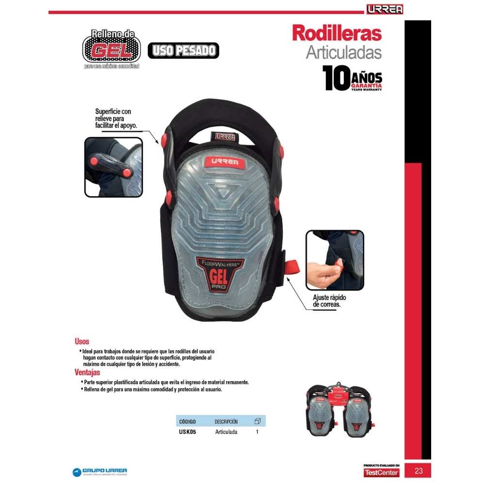 Rodilleras de gel articulada Urrea - Imagen 2