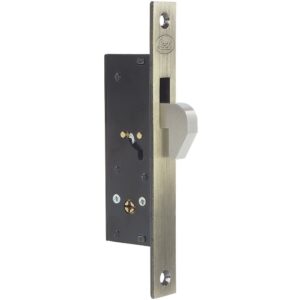 Cerrojo para embutir de gancho, latón antiguo, llave tetra, en caja Lock