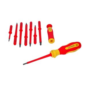 Juego de destornilladores con mango bimaterial y puntas intercambiables 1000 V, 10 piezas Urrea