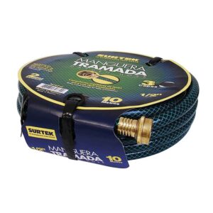 Manguera para jardín tramada verde con conector metálico 1/2", 15 m Surtek
