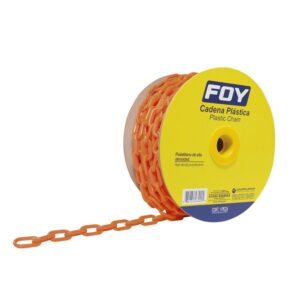 Cadena plástica calibre 6 mm de 25 m, color naranja Foy