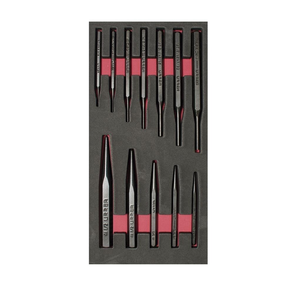 Juego de punzones, botadores y puntos para centrar 12 piezas, CH123-C Urrea