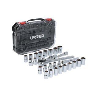 Juego de dados y accesorios cuadro de 1/2" combinado, 30 piezas Urrea