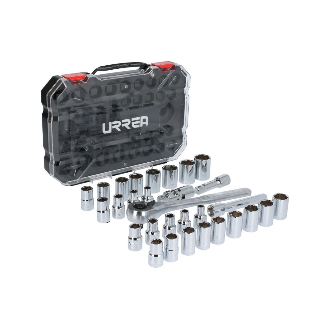 Juego de dados y accesorios cuadro de 1/2" combinado, 30 piezas Urrea