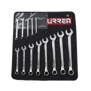 Juego de llaves combinadas pulido espejo métricas, 6 puntas, 13 piezas en estuche Urrea