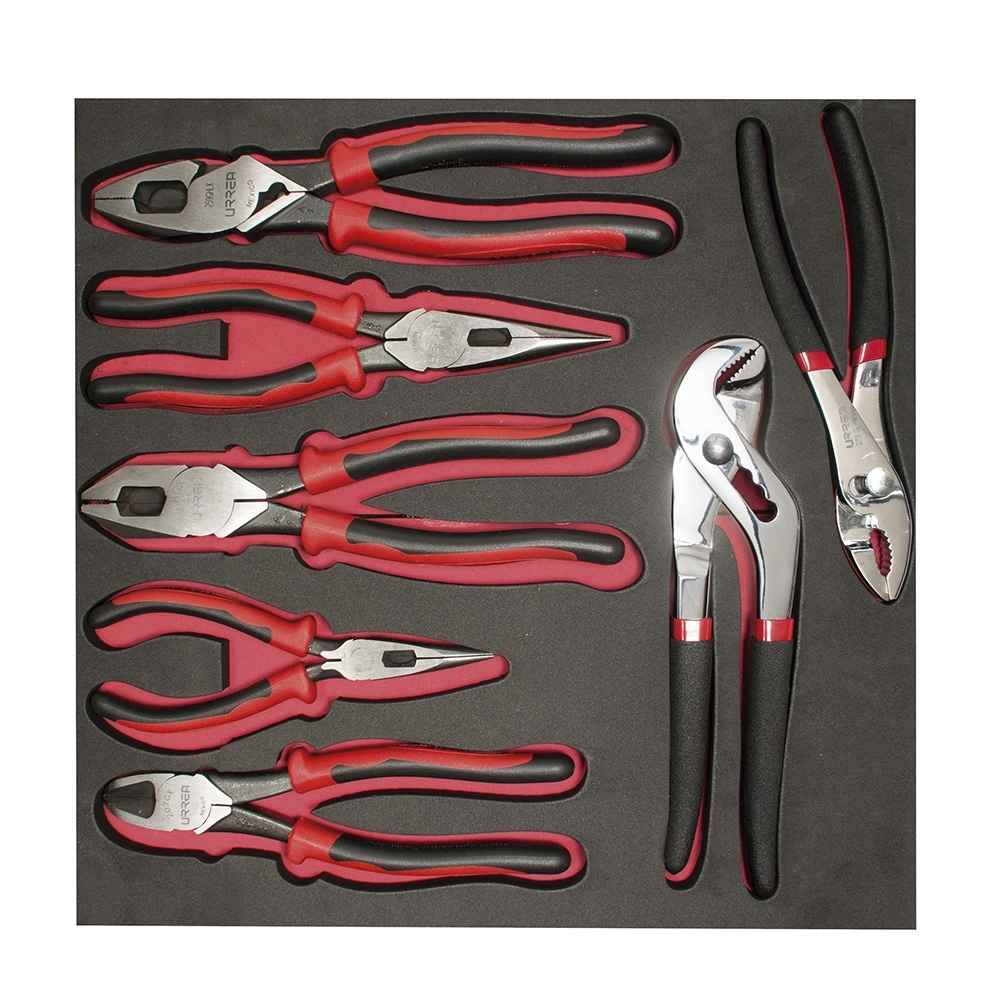 Juego de pinzas bimaterial 7 piezas, charola CH212-C Urrea