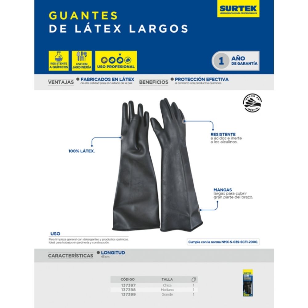 Guantes largos de látex G Surtek - Imagen 2
