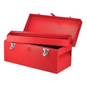 Caja portaherramientas métalica con asa plástica color rojo 16" x 7" x 7" Urrea