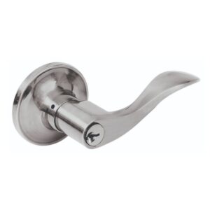 Manija tubular curva función baño, níquel satinado, llave estándar, blíster Lock