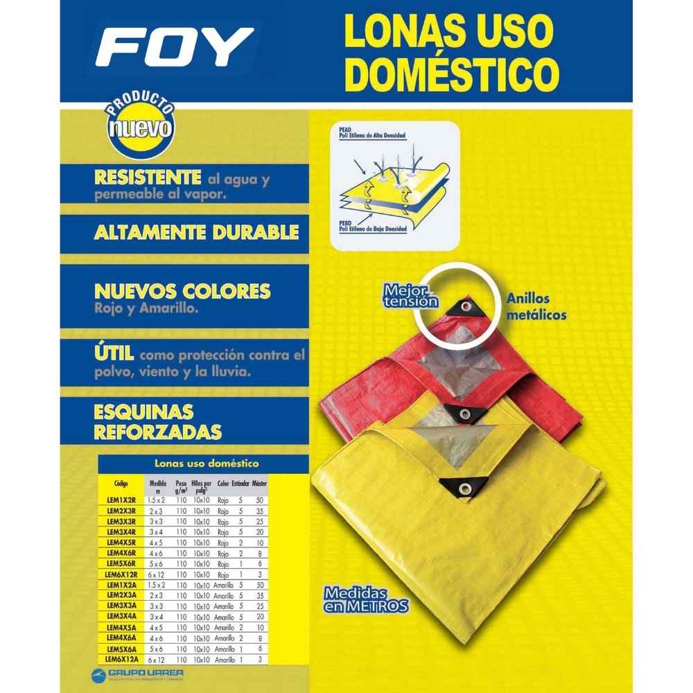 Lona de polietileno color rojo con fondo plata, 5 x 6 m Foy - Imagen 2