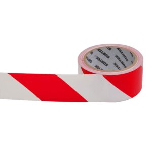 Cinta de señalización de adhesivo acrílico ancho 2" de 18 m, color blanco/rojo Surtek