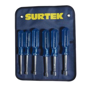 Juego de destornilladores con mango azul, en pulgadas, 6 piezas en estuche Surtek