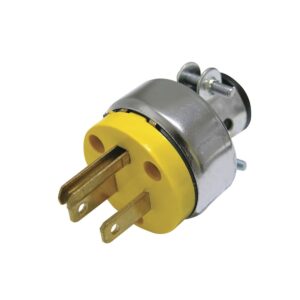 Clavija blindada con abrazadera aterrizada, color amarillo Surtek