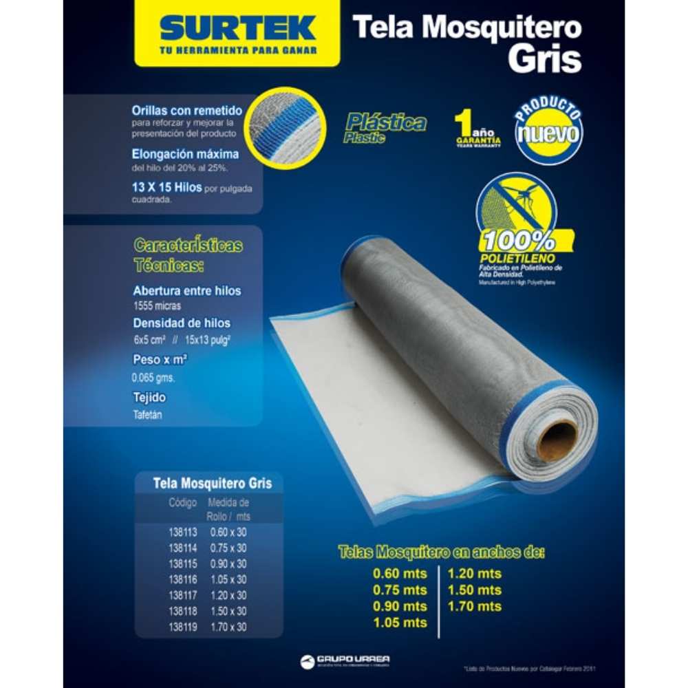 Tela para mosquitero de plástico verde 0.90 x 30 m Surtek - Imagen 2