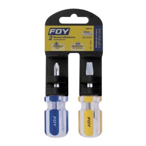 Juego de destornilladores con mango de PVC combinados tipo trompo, 2 piezas en blíster Foy