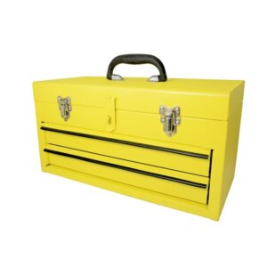 Caja portaherramientas metálica color amarillo con 2 gavetas 18" x 9" x 11" Surtek