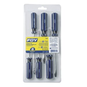 Juego de destornilladores con mango de PVC combinados, 6 piezas en blíster Foy