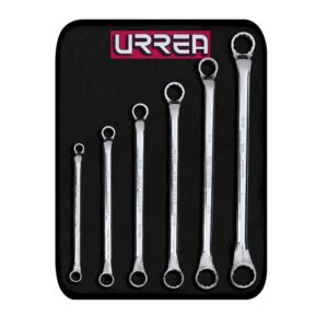 Juego de llaves de estrías pulido espejo de 45° en pulgadas, 12 puntas, 6 pz en estuche Urrea