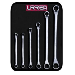 Juego de llaves de estrías pulido espejo de 45° métricas, 12 puntas, 6 piezas en estuche Urrea