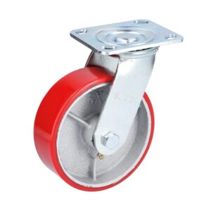 Rodaja de fierro con poliuretano rojo giratoria 6" Surtek