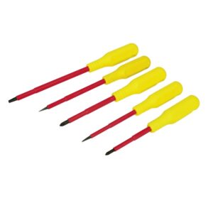 Juego de destornilladores con mango amarillo dieléctricos 1000 V combinados, 5 piezas Surtek
