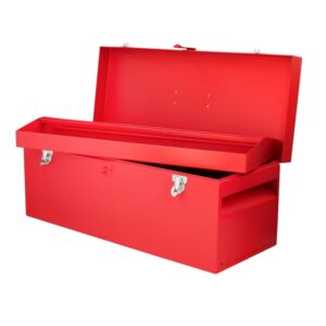 Caja portaherramientas métalica con asa plástica color rojo 24" x 9" x 9" Urrea
