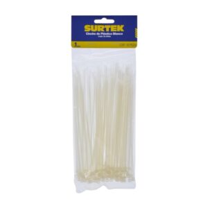 Cinchos plásticos 165 x 2.5 mm, tensión 8 kg de 100 piezas, color natural Surtek
