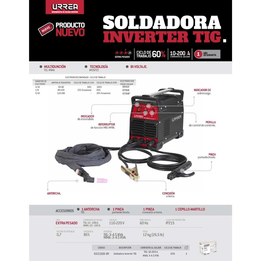 Boquilla antorcha para soldadora SOLT1020-BV, 5 mm Urrea - Imagen 2