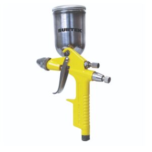 Pistola mini para pintar terminados con alimentacion de gravedad, capacidad 125 ml, 72 PSI Surtek