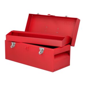 Caja portaherramientas métalica con asa plástica color rojo 17" x 7" x 7" Urrea