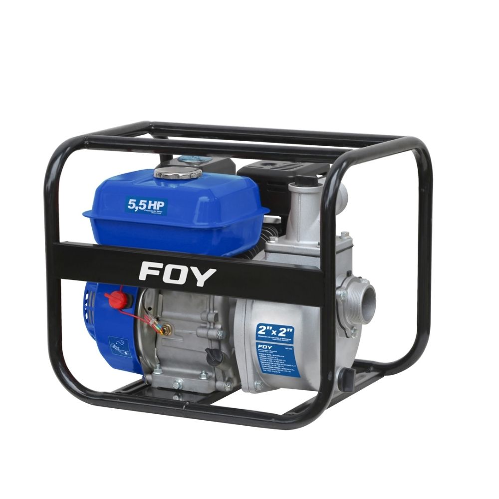 Motobomba a gasolina con diámetro de succión y descarga de 2 x 2", 5.5 HP Foy