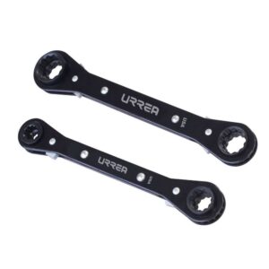 Juego de llaves de estrías de matraca reversible 4 en 1 en pulgadas, 12 pts, 2 pz en rack Urrea