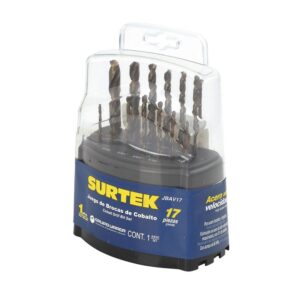 Juego de brocas con cobalto de acero de alta velocidad zanco recto, 17 piezas Surtek