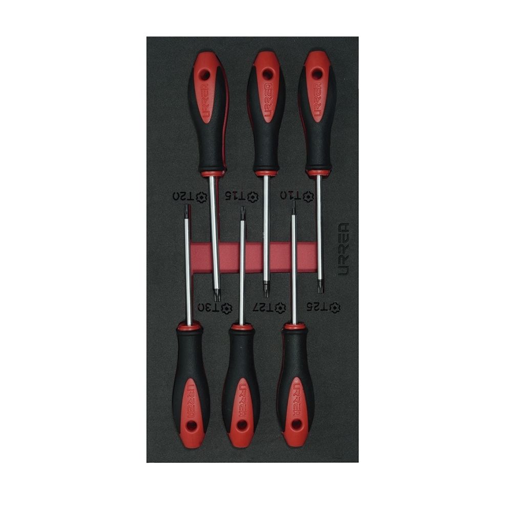 Juego de destornilladores con mango bimaterial punta Torx 6 piezas, CH129-C Urrea
