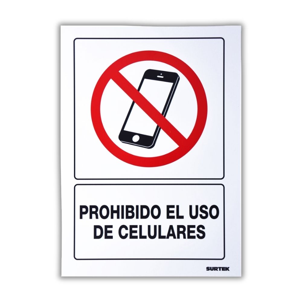 Señal "Prohibido el uso de celulares" Surtek