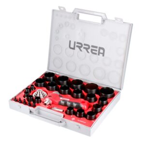 Juego de sacabocados con mango adaptador ergonónico de 1/8" a 2", 28 piezas Urrea