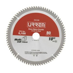 Disco para sierra circular para corte multi-material 80 dientes, 10" Urrea