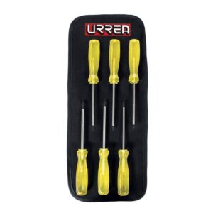 Juego de destornilladores con mango ámbar punta torx, 6 piezas en estuche Urrea